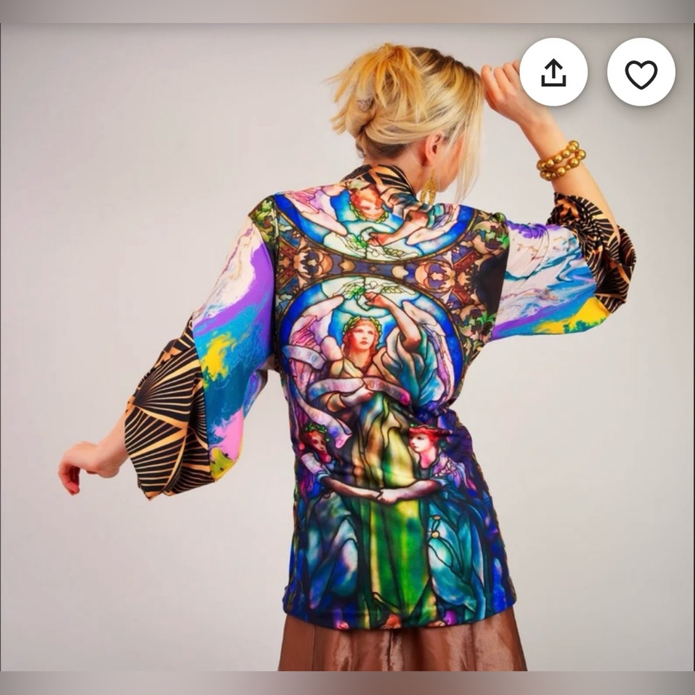 Tiffany Stained Glass Print Kimono
